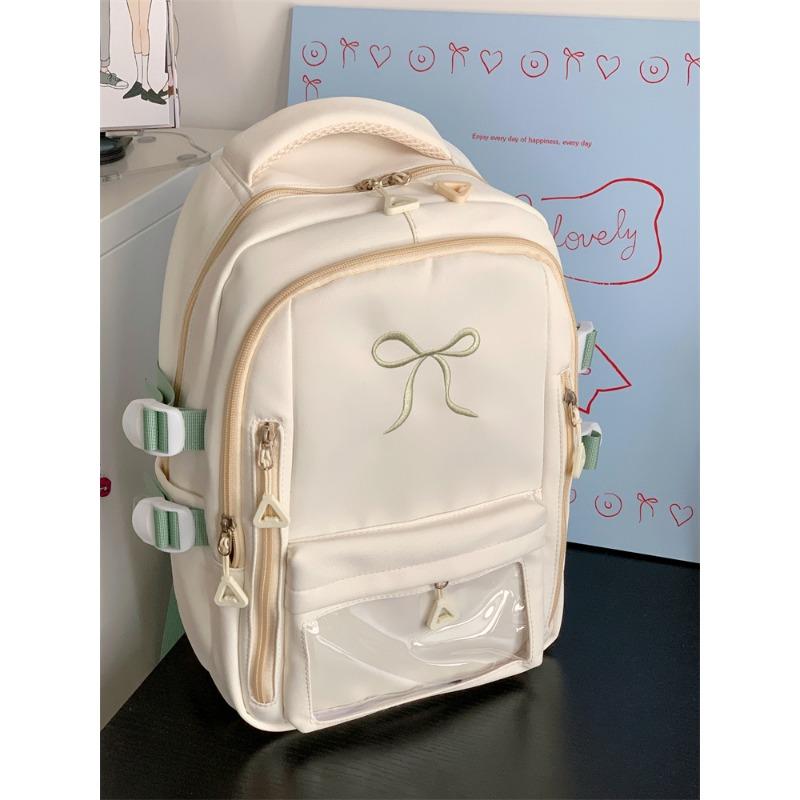 Wind High Value Versatile Girl Small Schoolbag Large Capacity Small Junior High School Student Embroidered Bow Backpack