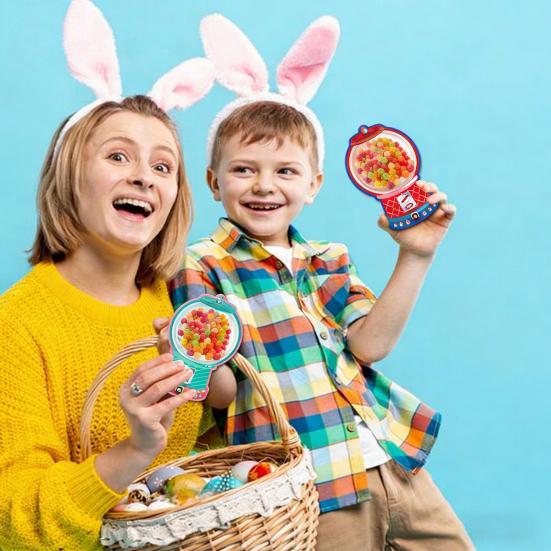 18/36 Peças Cartão de Cumprimentos de Páscoa com Cúpula de Plástico DIY Máquina de Chicletes Porta Doce para Guloseimas Suadas Feliz Páscoa Crianças Festas em Família Presente de Troca para Sala de Aula