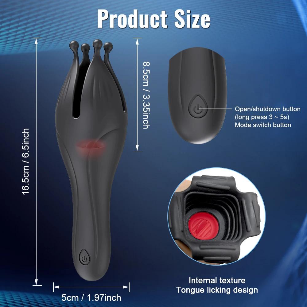 Vibrating Penis Glans Trainer Male Masturbator Tongue Licking Massager for Endurance Training Sex Toys for Men