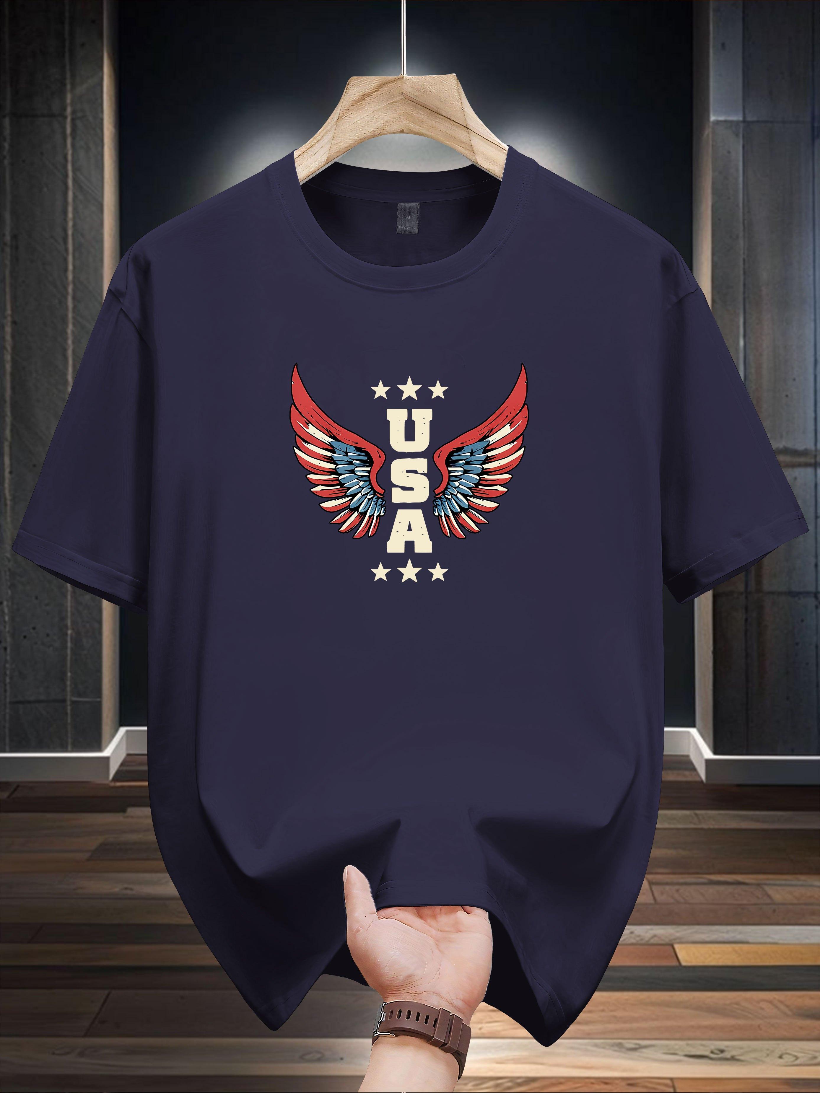 Casual T-shirt - USA Graphic with American Flag Wings XL