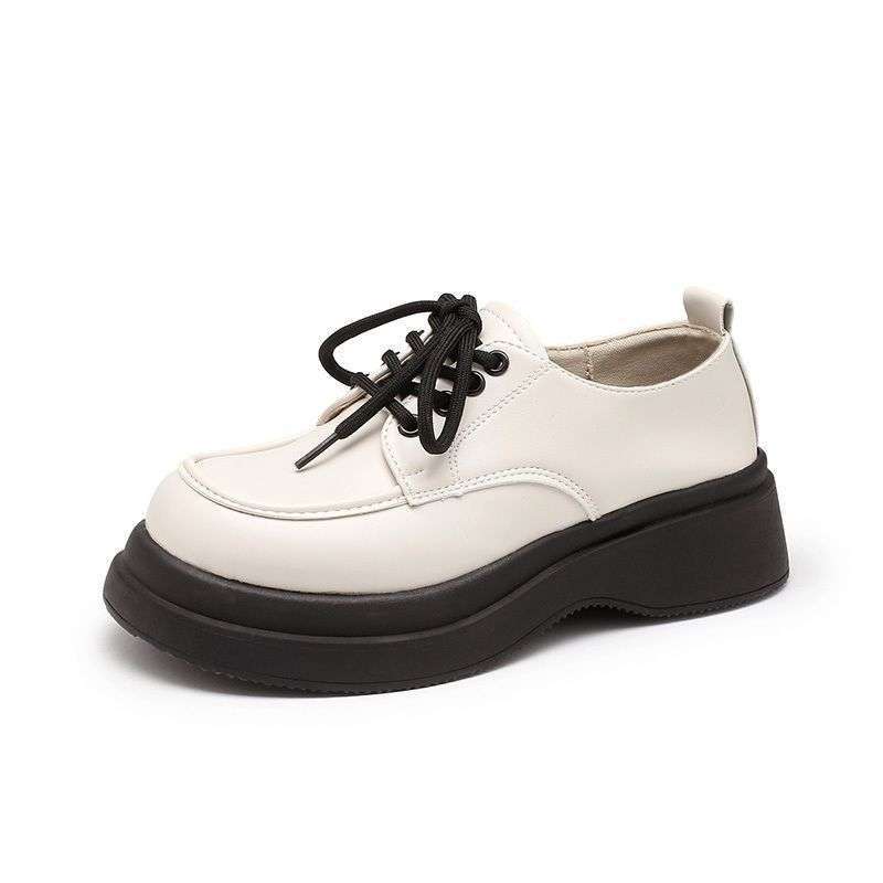 Plateau kleine Lederschuhe Damen Frühling 2025 neu vielseitig College Britischer Stil jk Schuhe Damen Schnürschuhe Freizeitschuhe