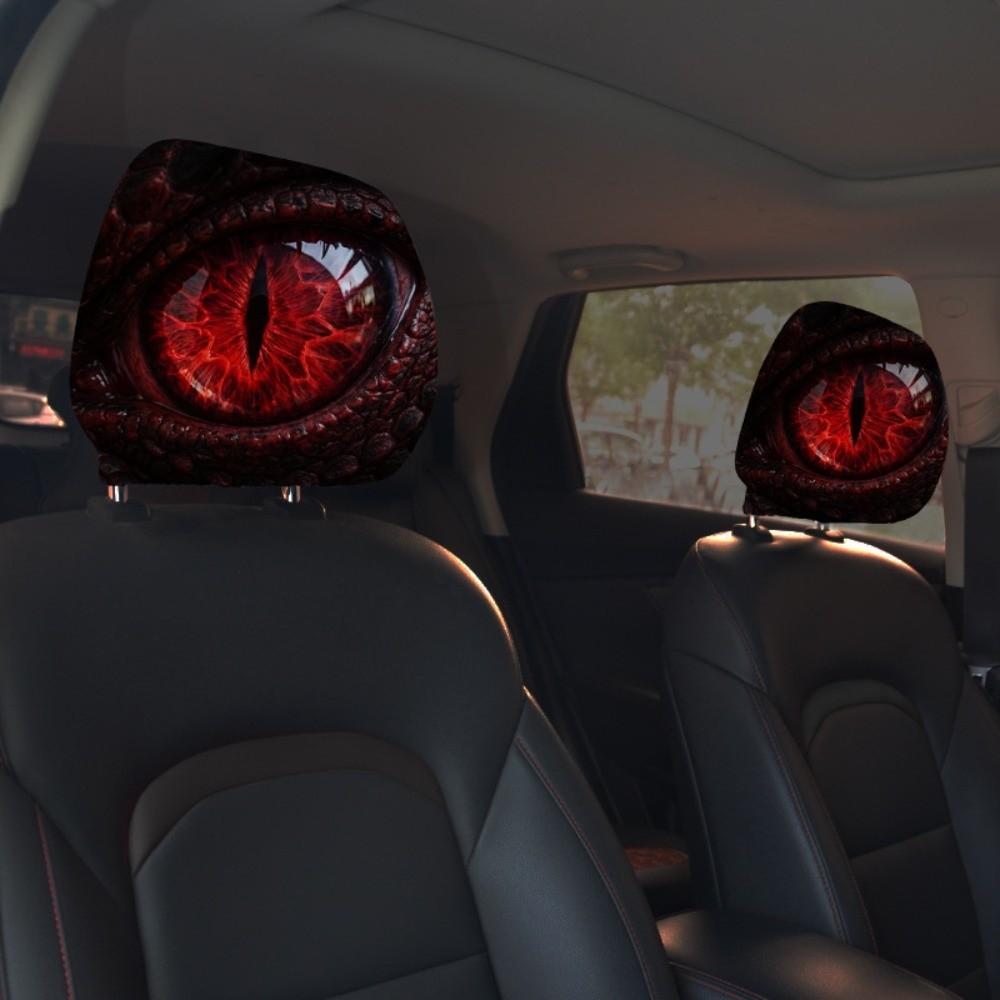 2PCS Simulation Dragon's Eye Car Pillowcase Car Seat Headcover Gift for Car Lover