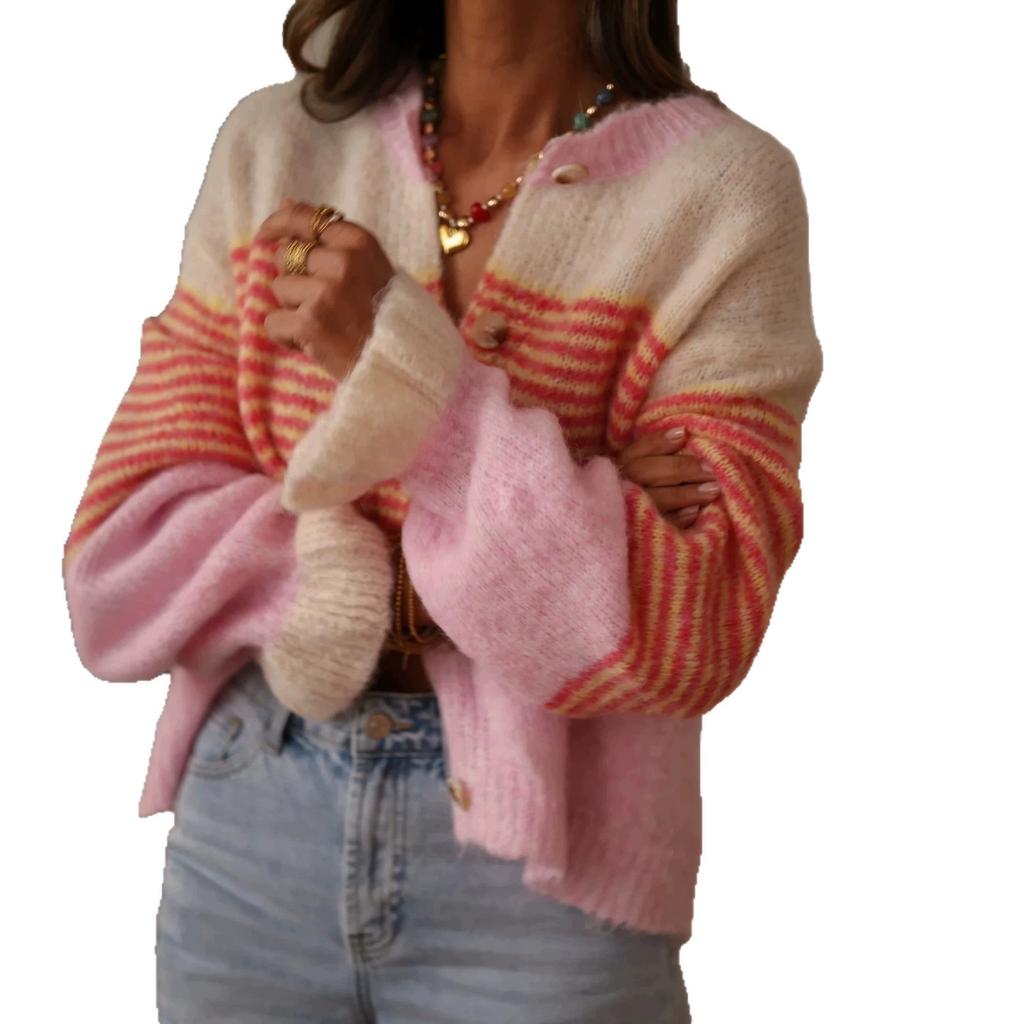Women's Cardigan, Striped for Fall and Winter