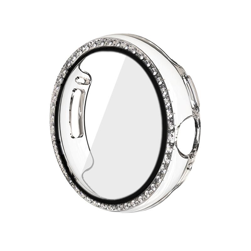 Diamond Case with Temepred Glass for Google Pixel Watch PC Bumper Screen Protector Women Full Bling Cover for Google Pixel Watch Accessories