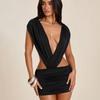 Women Deep V Neck Cut Out Backless Bandage Dress Sexy Bodycon Sleeveless White Summer Dress