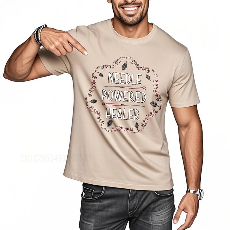 Daily Wear summer Women t shirt Needle Powered Healer Design With Leaves And Threads Short Sleeve Solid Color Oneck Tee shirt