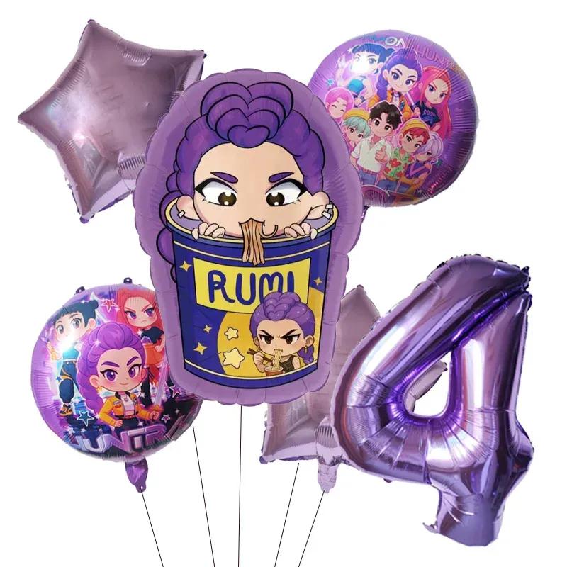 Kpop Demon Hunters Children's Birthday Party Decoration Ball Number Digit 1-9 Balloon Set Baby Shower Party Supplies Gift Toy