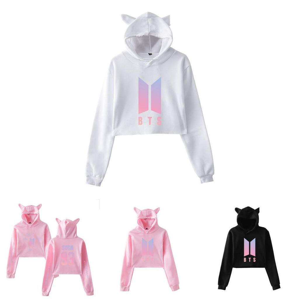 Bts Bangtan Boys Love Yourself Tear Navel Hoodie With Cute Cat Ear Design In Multiple Color Options