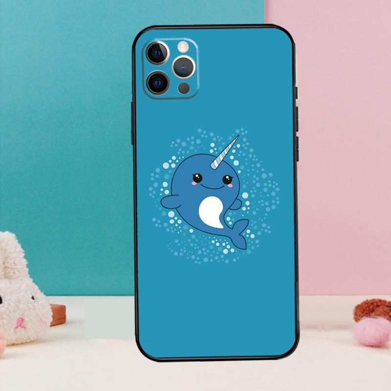 Cute Sea Narwhal Quotes Phone Case For iPhone 17 Air 16 15 14 13 12 11 Pro Max 12 13 Mini 15 16 Plus 16e Cover Coque
