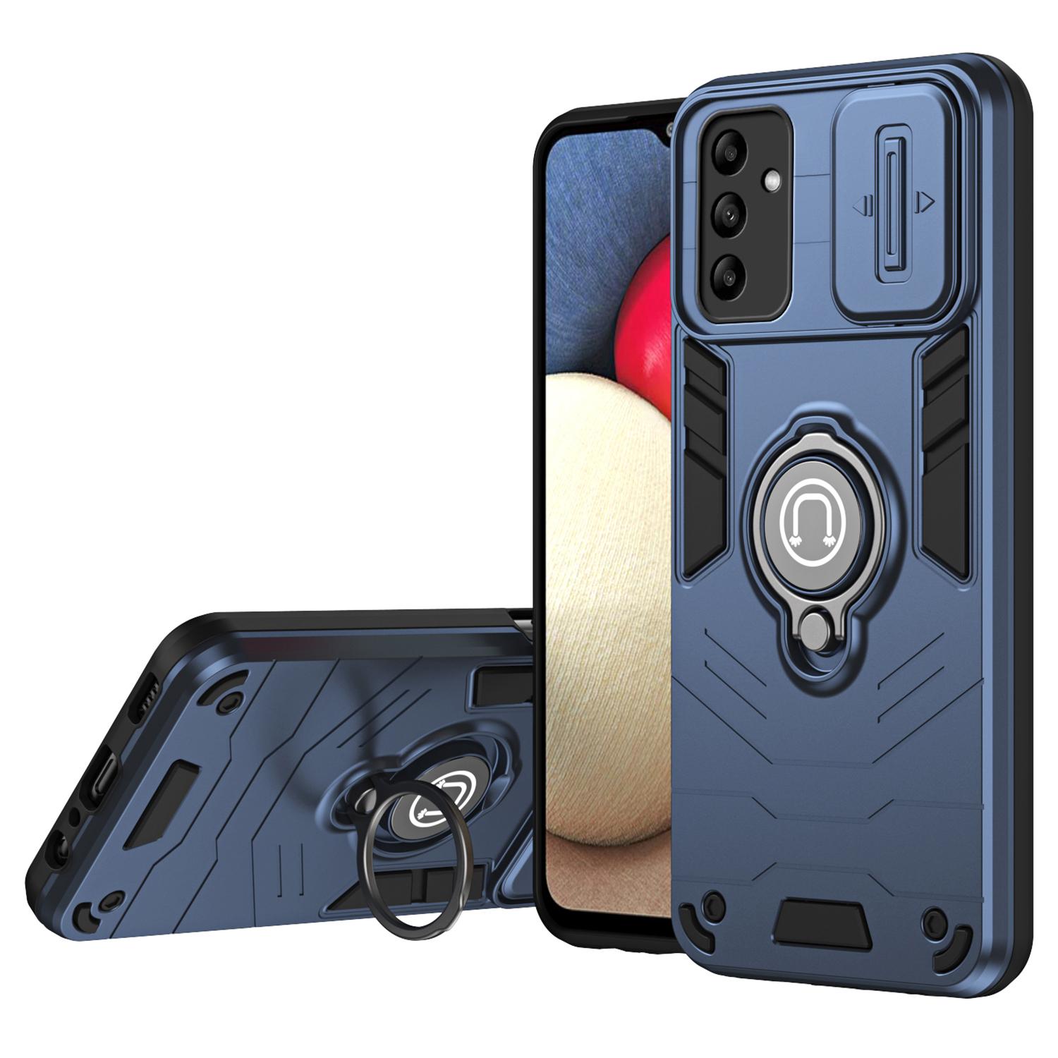 

Для Samsung Galaxy A05s 4G чехол для телефона сдвижная крышка объектива противоударный чехол для телефона с кольцом-подставкой Blue