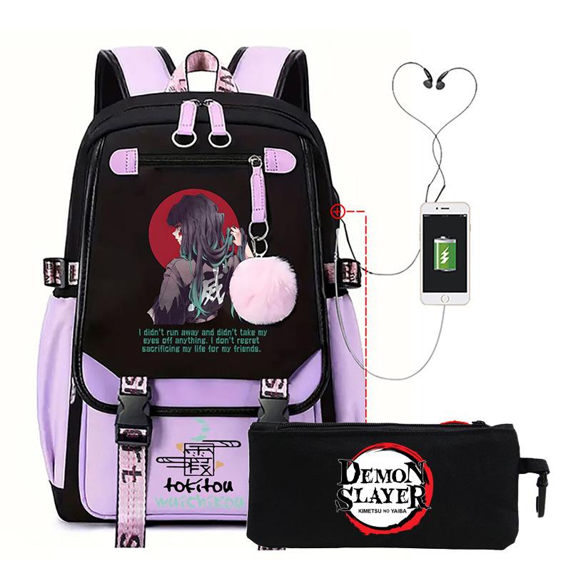 Ghost extermination surrounding animation schoolbag cross-border Korean version junior high school high school student large capacity with USB leisure