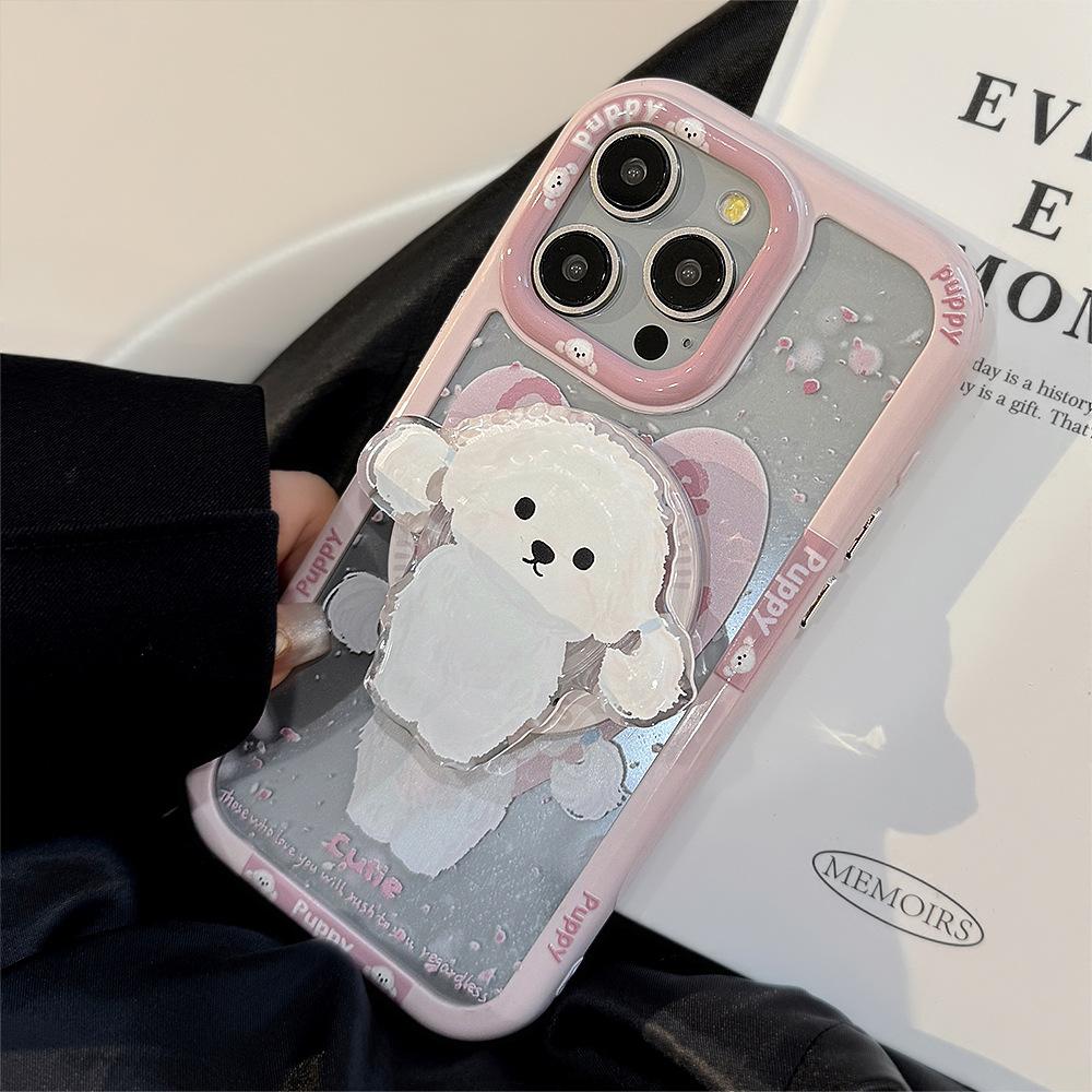 Magnetic Suction Suitable for IPhone16 Cute Puppy Stand Apple 15 ProMax Mobile Phone Case Acrylic