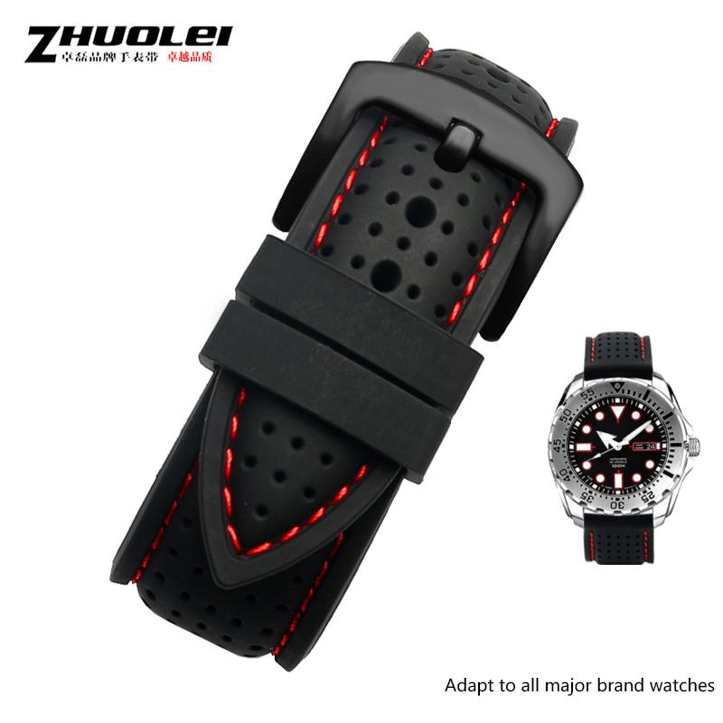 Neues atmungsaktives Silikon-Sportarmband für hua-wei Sam-sung Armband 20mm 22mm Gummiband für Mido- T-issot O-mega Zubehör