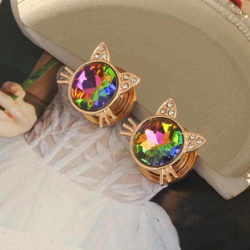 

1 пара з нержавіючої сталі котячий пірсинг пірсинг пірсинг панк сережки з кристалами пірсинг ювелірні вироби 16mm