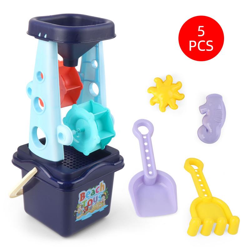 733# 19-teiliges Cartoon-Strandspielzeugset für Kinder - Sandgraben, Wasserspiele, Rollenspiele mit Sanduhr & großer Schaufel