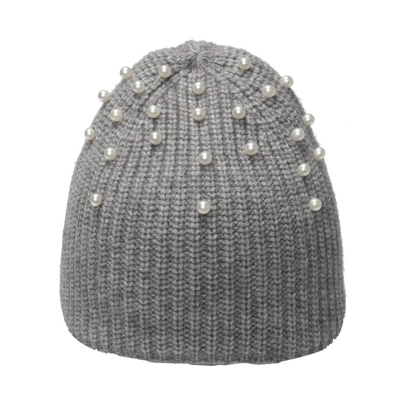 Japanese Solid Color Wool Hat Women's Autumn and Winter Warm Cold Hat Korean Version Casual Versatile Pearl Knitted Hat Ins Tide