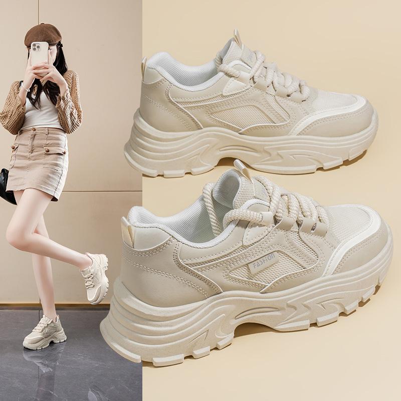 Spring Women's Shoes New Breathable Mesh Shoes for Women Korean Version of Versatile Thick-soled Sneakers Casual Daddy Trendy Shoes