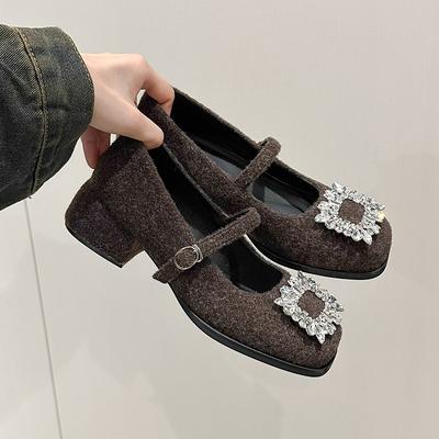 Modische Damenschuhe Herbst Damen Schuhwerk Kristall Quadratische Zehenpartie Modische Loafer Fell Lässige Sneaker Herbstkleid Strass 2024 Bequem