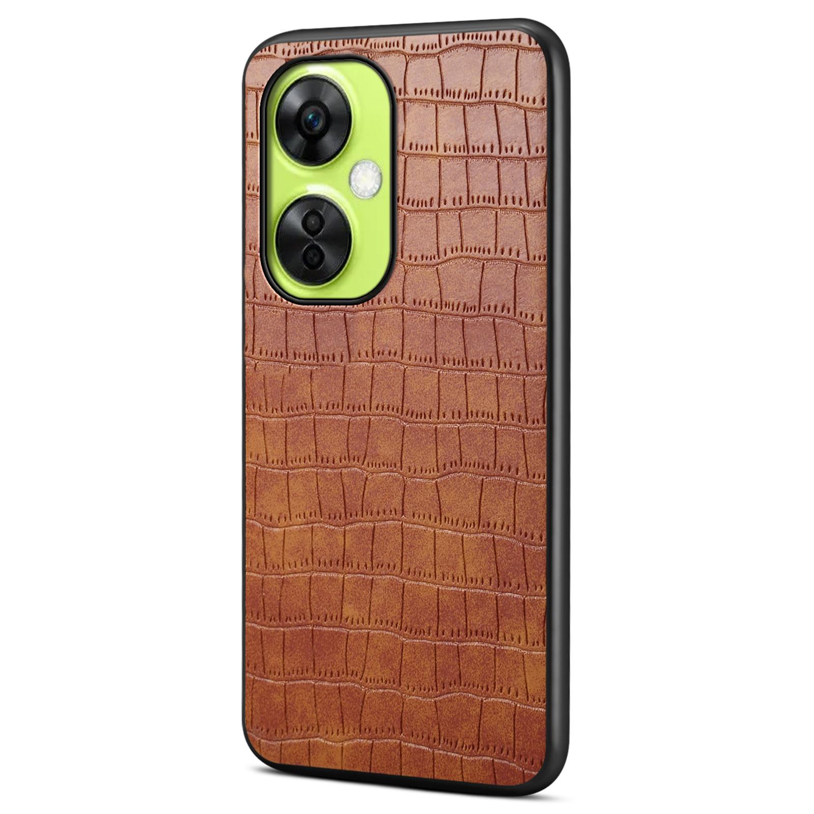 

Чехол для мобильного телефона OnePlus Nord CE 3 Lite 5G/Nord N30 5G, текстурированный противоударный чехол с рисунком крокодиловой кожи Brown