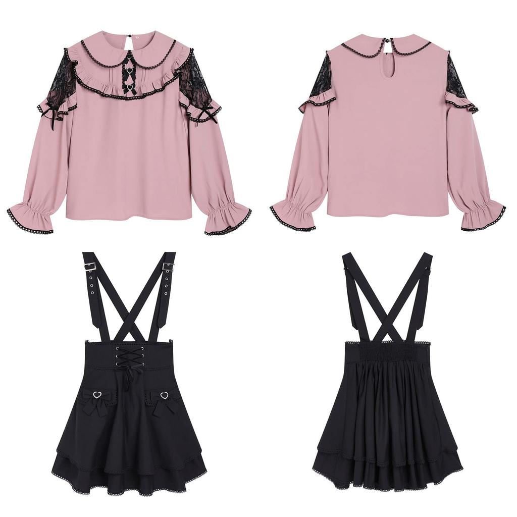 [Milky Time] Women's Casual Blouse and Skirt Set (L)