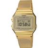 [Casio] A700WMG-9A Digital Watch - Vintage Series - Metal Mesh Band - Gold