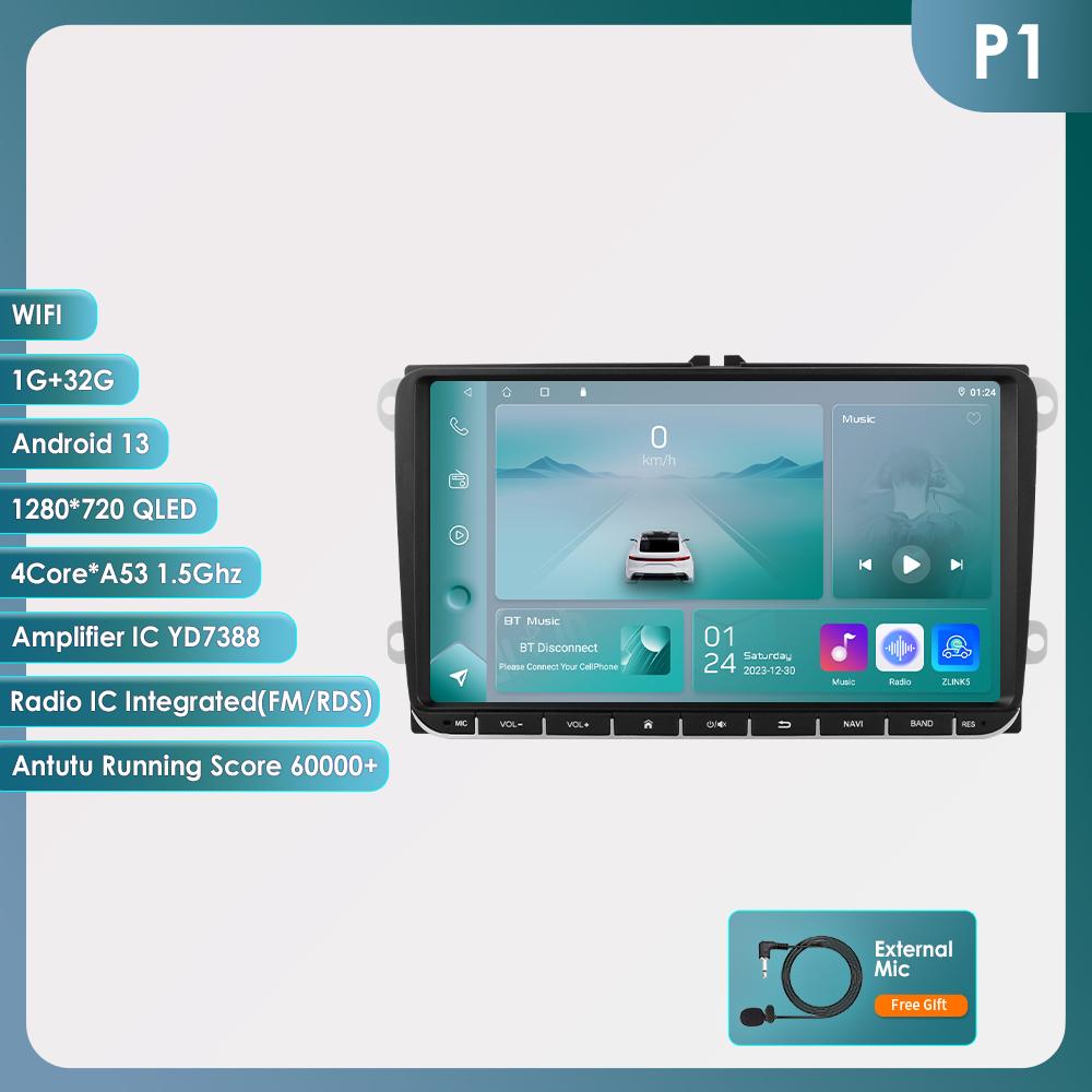 

Hizpo Carplay 4G 9 дюймов 2Din Android 13 Автомобильный мультимедийный плеер для Volkswagen Skoda Octavia Golf 5 6 Touran Passat Polo Jetta Интеллектуальное Авторадио P1 4Core 1G 32G