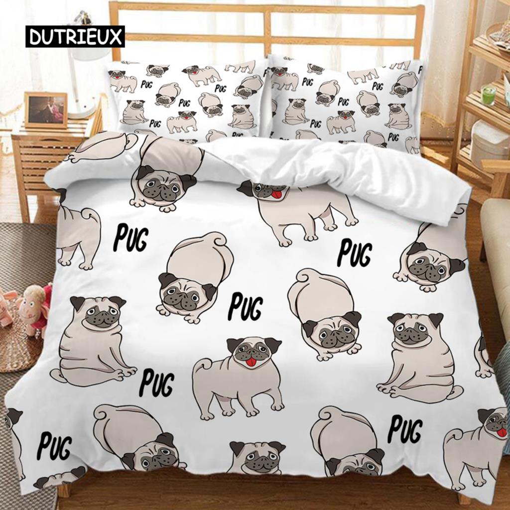Corgi Dog King Queen Duvet Cover Yellow Cartoon Puppy Bedding Set for Kids Boys Girls Kawaii Pet Animal Pink 2/3pcs Quilt Cover