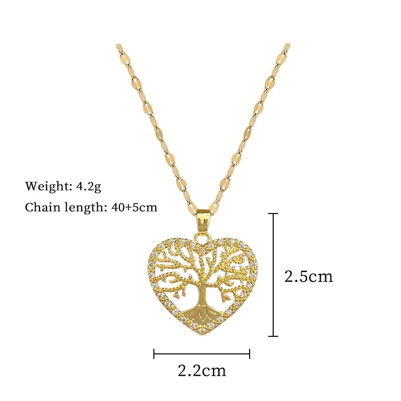 Fashion Romantic Love Life Tree Pendant Necklaces for Women Girls Stainless Steel Chain Jewelry Accessories Gifts for Lover