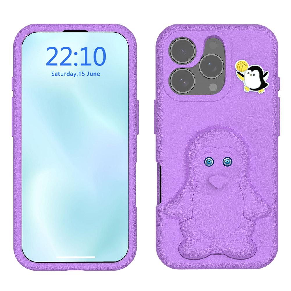 

For iPhone 16 Pro Max Case Penguin Design Kickstand Shockproof EVA Phone Cover