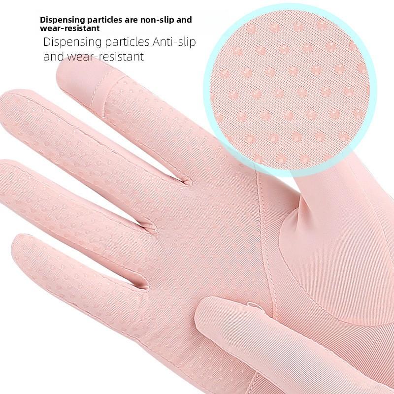 Ice Silk Gloves Women Summer UV Protection Breathable Non Slip Thin Long Thumb Flip Gloves for Driving