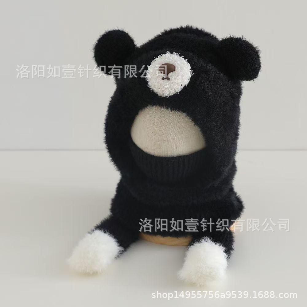 Baby hat children's scarf mask integrated autumn and winter girls plush warm boys ear hat windproof face protection