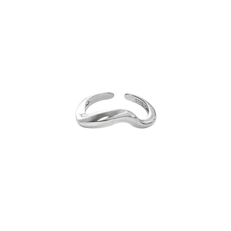 

925 Sterling Silver Rings for Women Curve Vintage Wedding Trendy Jewelry Large Adjustable Antique Rings Anillos чорний