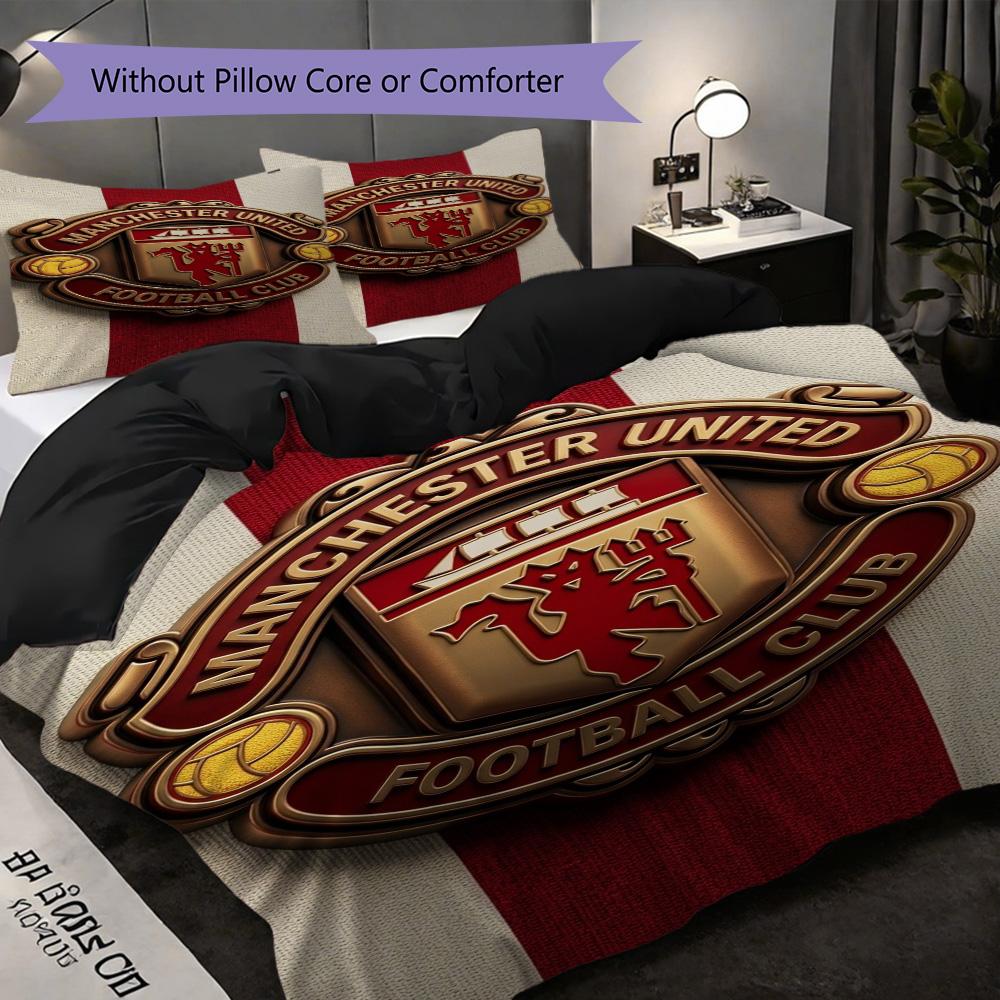 Manchester Glory Bedding (1 * duvet cover + 2 * pillowcase, without core) 2D Flat Duvet cover and pillowcase Soft and comfortable Bedding set