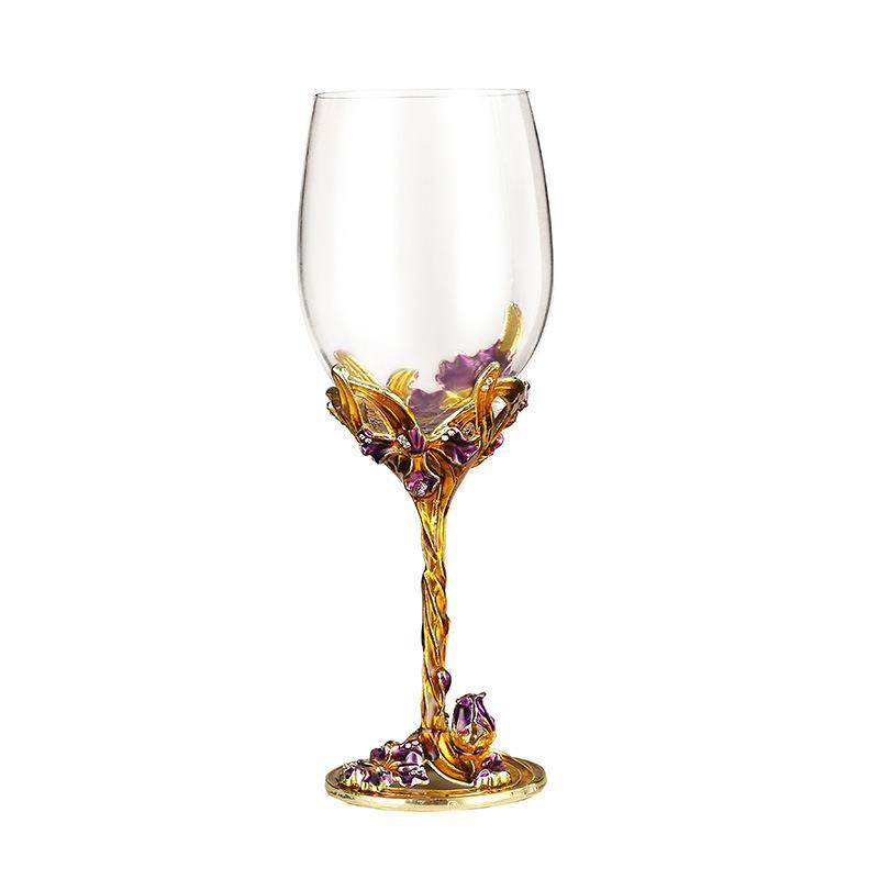 Glas Weinglas Stiel Rotwein-Krug Dreidimensional Grüne Schwertlilienblume Kanne Wein karaffe Essgeschirr Keramik Kanne