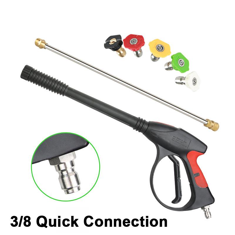 

4000PSI High Pressure Car Wash Gun 40-inch with M22-14 Brass Valve & 1/4 Quick Connect 5 Nozzles for Trucks/Pickup Cleaning