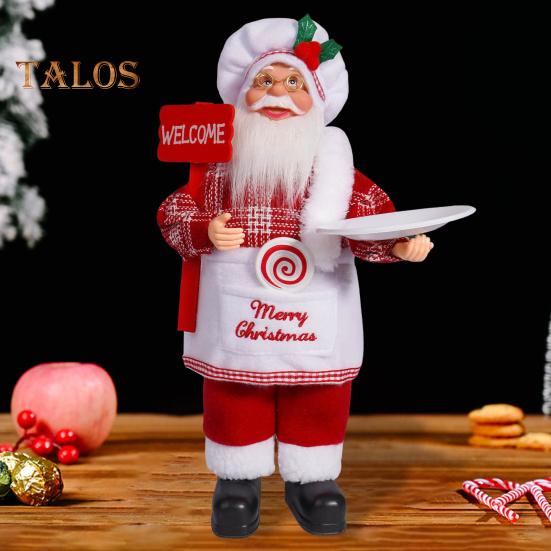 Christmas Santa Doll Decoration 12-Inch Plush Standing Santa Holding Gifts Figure Christmas Party Supplies for Home Desk Bookshelf Windowsill Decor