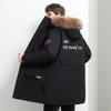 Giacca da uomo in piumino con collo in pelliccia, invernale, di media lunghezza, da lavoro, con tasche grandi, casual, ampia e spessa
