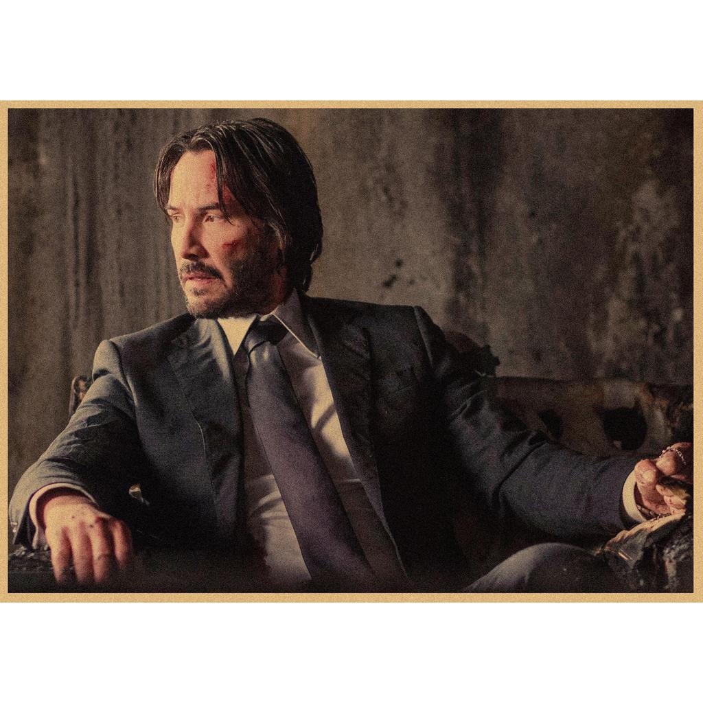 John Wick Snelheidsachtervolging Retro Muurposter - Keanu Reeves Kraft Art 257