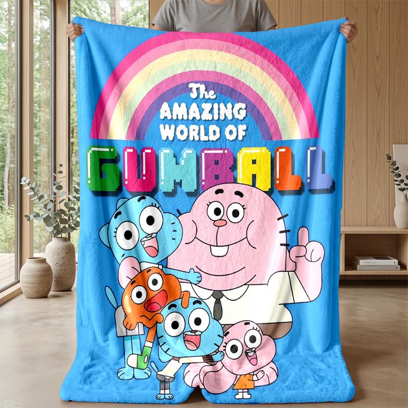 Amazing World of Gumball Cozy Flannel Blanket, Comfortable Warm Throw Blanket for Bedroom Sofa Home Use