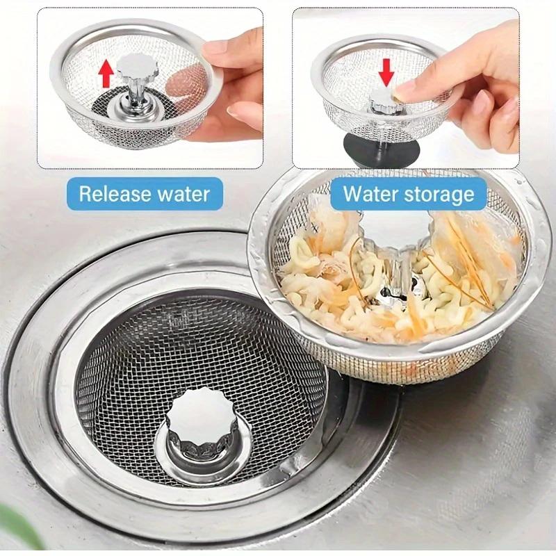 Mesh Filter Waste Hole Trap Strainer Kitchen Sink Strainers With Handle Stopper Sink Drain Basket Stainless Steel