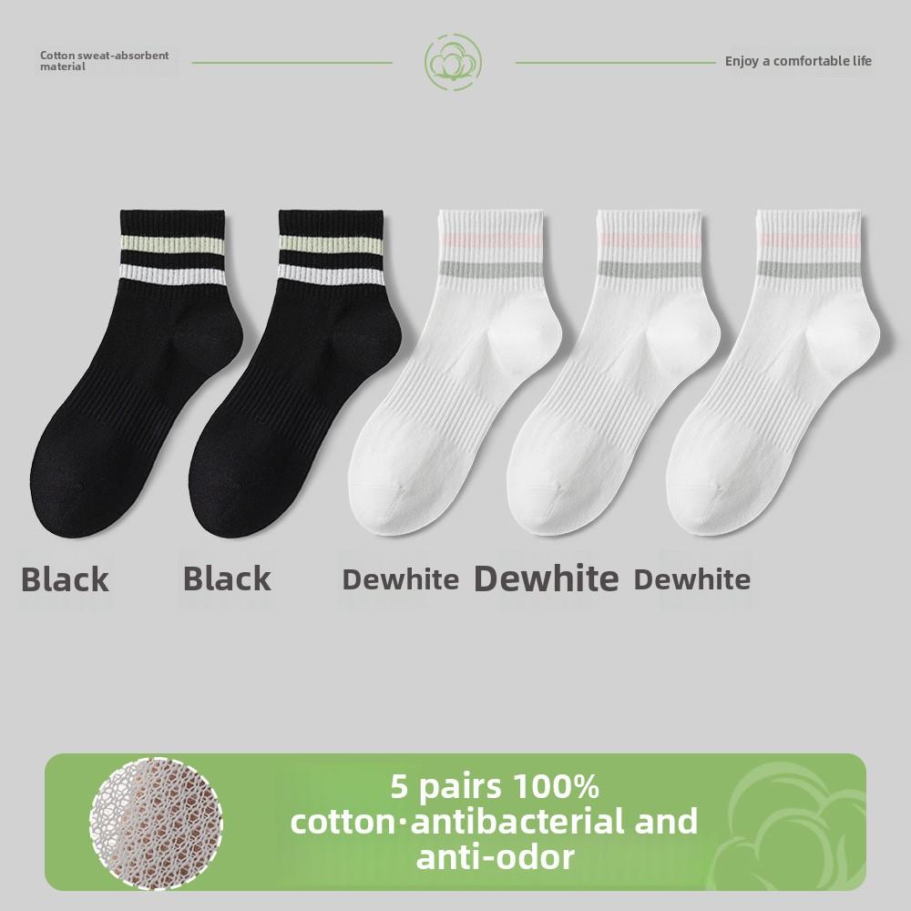 5 Pairs of Female Spring and Summer Leisure Sports Wear A Trend In Tube Socks