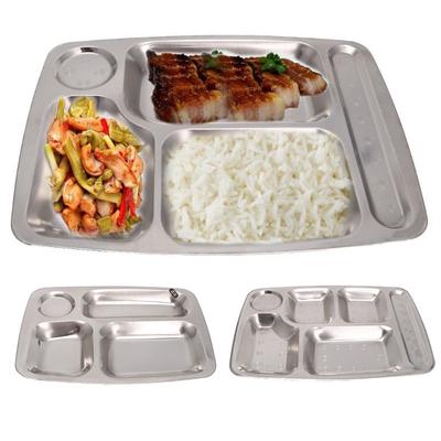 Bandeja para refrigerios de acero inoxidable con 4/5/6 compartimentos duradera y segura