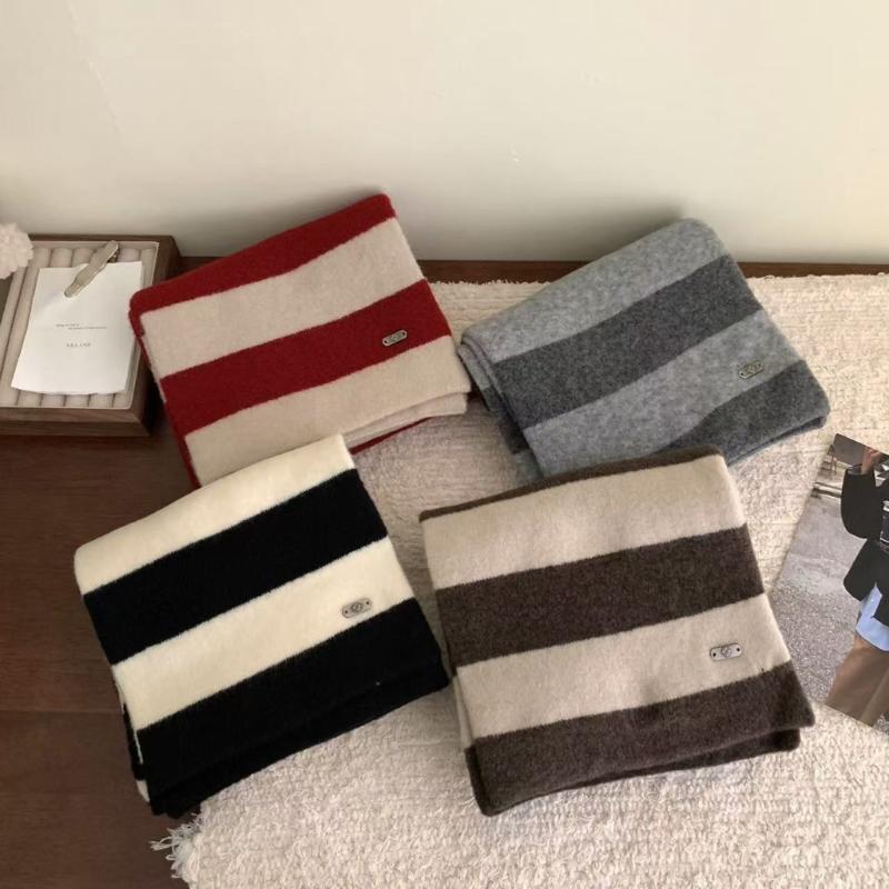 Soft Wool Blend Scarf Unisex Striped Design For Winter Warmth Lightweight Neck Warmer Perfect For Couples And Daily Use