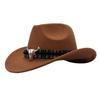 Western Cowboy Hat for Men Women Wide Brim Sun Protection Fedora Beach Hat Wool Cowgirl Felt Hat with Adjustable Strap