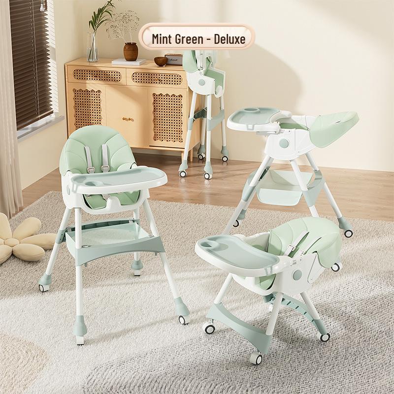 Multifunctional Baby High Chair: Foldable Metal Seat, Convertible Dining Table & Rocking Chair for Infants & Toddlers.