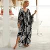 Seksi Zebra Çizgili Bikini Kapak-up Rahat V Yaka Yan Bölünmüş Yaz Plaj Elbise Kadın Plaj Kıyafeti Swim Suit Cover Up Q1297