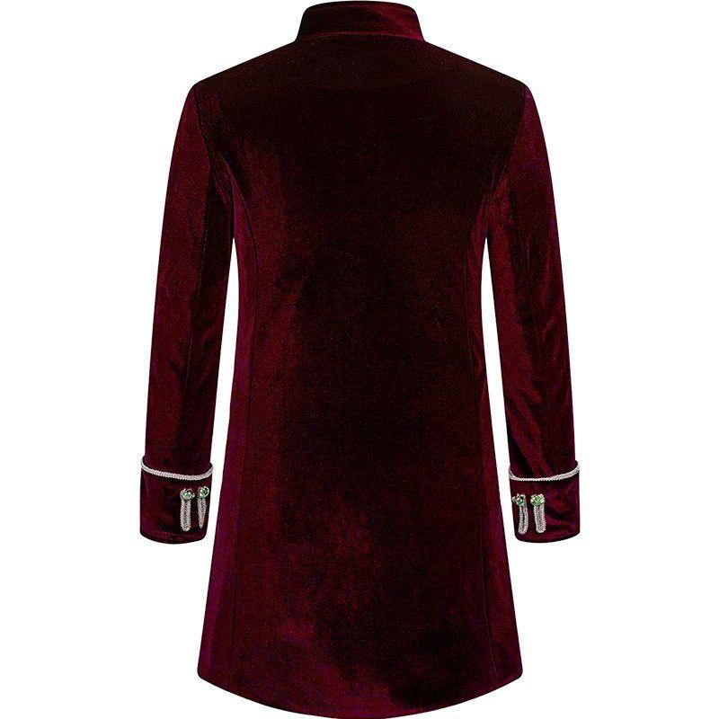 2021 Cross-Border Foreign Trade Christmas Men's Coat Solid Color Fashion Steampunk Retro Velvet Uniform Stand Collar