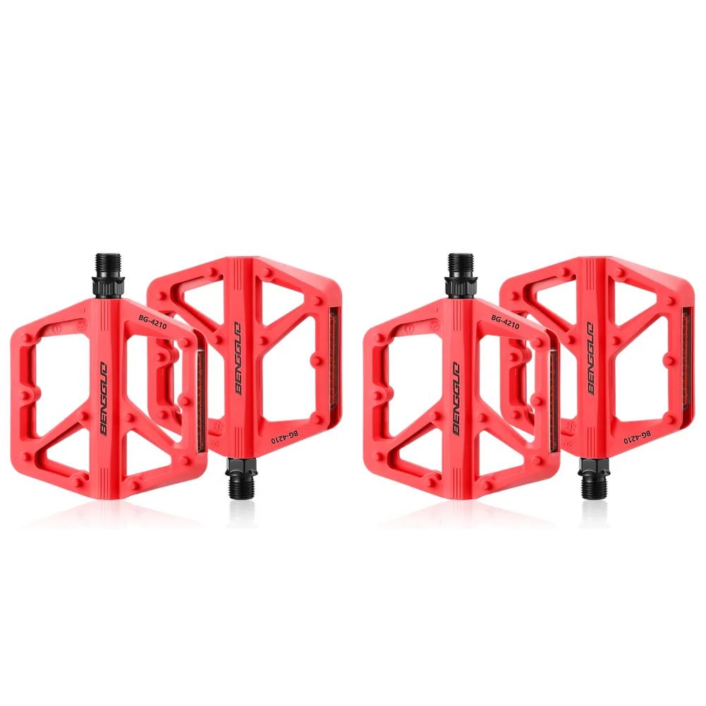 1/2Pairs Bike Pedals with Reflector Double DU Bearing Ultralight Mountain Road Bike Flat Pedals Nylon Bicycle Pedals