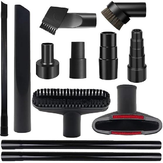 11 PCS Universal 1 1/4 Inch Vacuum Attachments Kit for Shop Vac Accessories with Vacuum Brush Attachments, Flexible Crevice Tool, Hose Adapters for 2