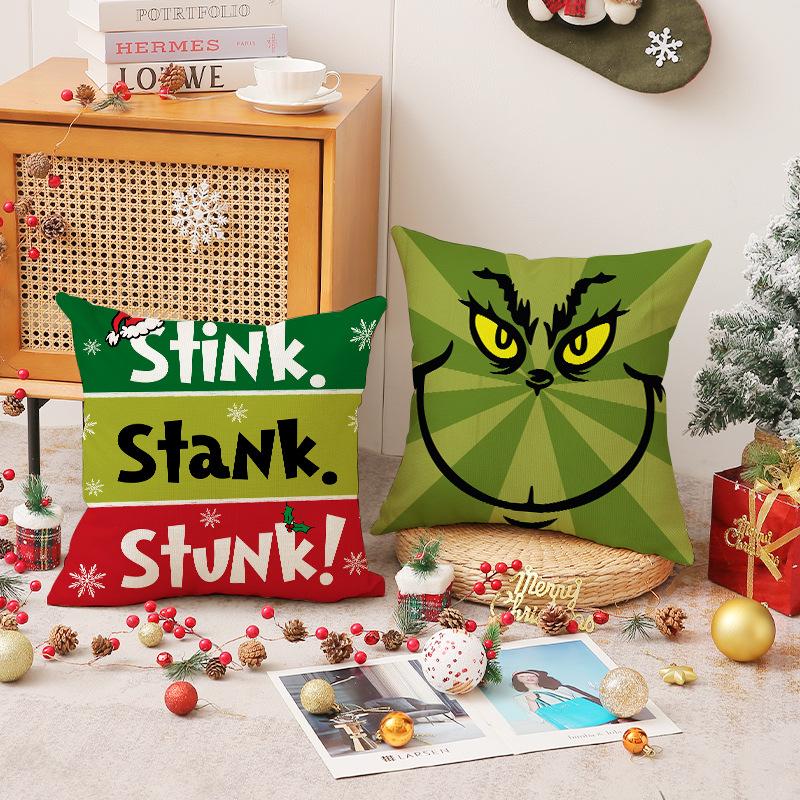 Grönhårigt Monster Roligt Kuddfodral Jul Sött Tryck Sittkudde Inredning Soffkudde